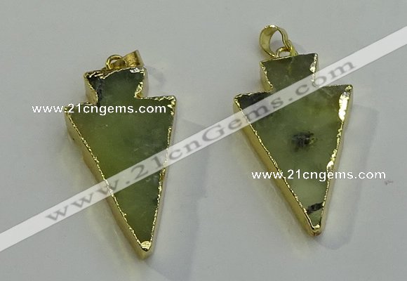 NGP6064 20*40mm - 25*45mm arrowhead green rutilated quartz pendants