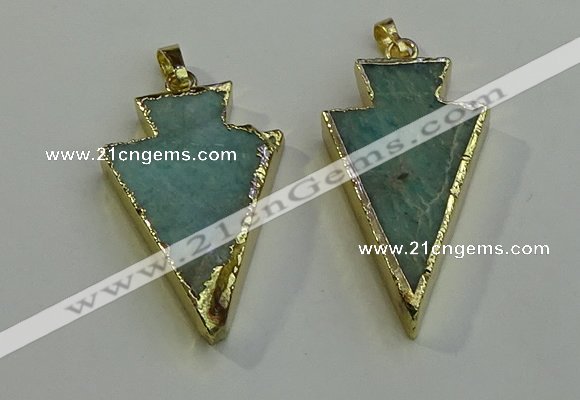 NGP6066 20*40mm - 25*45mm arrowhead amazonite pendants