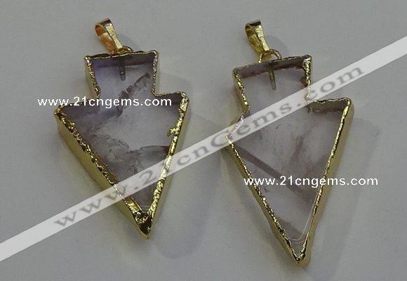 NGP6067 20*40mm - 25*45mm arrowhead white crystal pendants