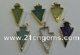 NGP6068 20*40mm - 25*45mm arrowhead mixed gemstone pendants