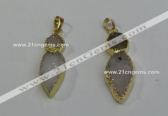 NGP6069 16*40mm - 18*45mm arrowhead druzy agate pendants