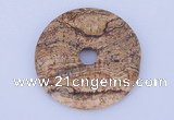 NGP607 5pcs 5*40mm picture jasper gemstone donut pendants wholesale