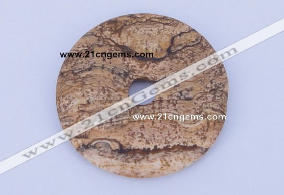 NGP607 5pcs 5*40mm picture jasper gemstone donut pendants wholesale