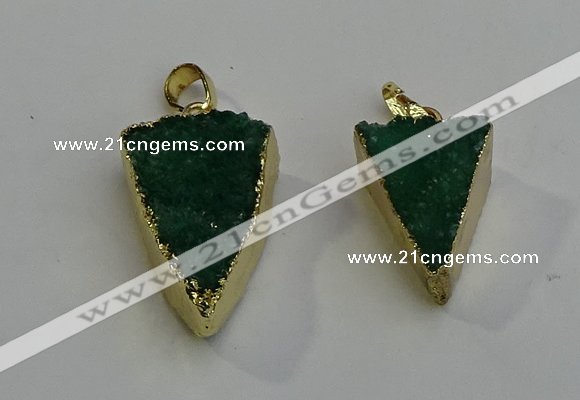 NGP6070 20*25mm - 25*35mm triangle druzy quartz pendants