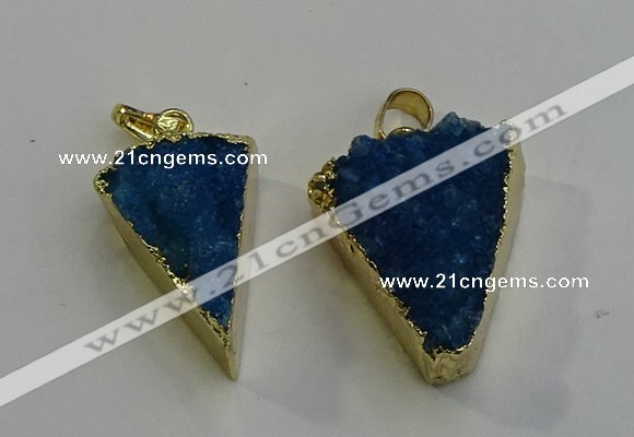 NGP6071 20*25mm - 25*35mm triangle druzy quartz pendants