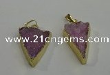 NGP6072 20*25mm - 25*35mm triangle druzy quartz pendants