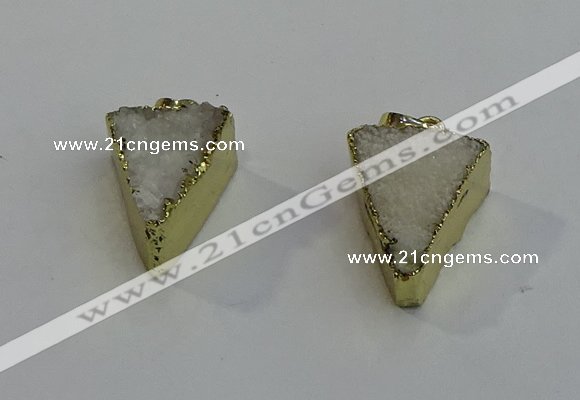 NGP6073 20*25mm - 25*35mm triangle druzy quartz pendants