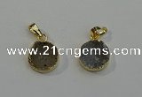 NGP6076 14mm - 15mm flat round druzy agate pendants