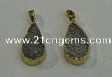 NGP6078 15*25mm – 18*30mm flat teardrop druzy agate pendants