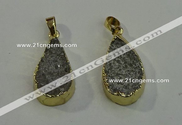 NGP6078 15*25mm – 18*30mm flat teardrop druzy agate pendants