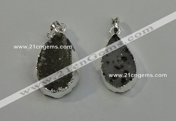 NGP6080 15*25mm – 18*30mm flat teardrop druzy agate pendants