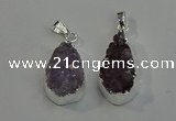 NGP6081 15*25mm – 18*30mm flat teardrop druzy agate pendants