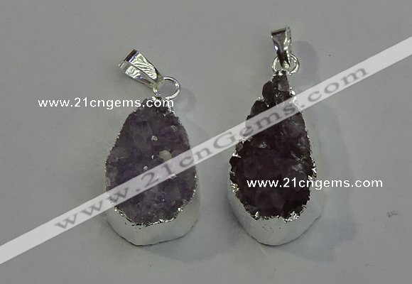 NGP6081 15*25mm – 18*30mm flat teardrop druzy agate pendants