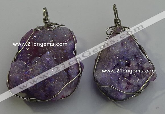 NGP6086 35*40mm – 45*50mm freeform druzy quartz pendants