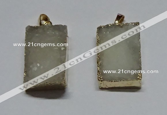 NGP6094 20*30mm – 22*35mm rectangle druzy quartz pendants