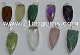 NGP6115 12*35mm - 15*40mm arrowhead mixed gemstone pendants