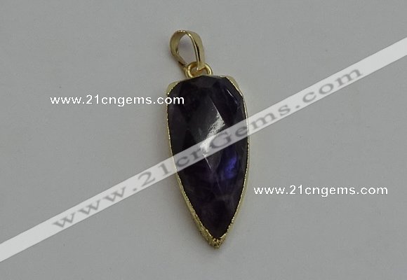 NGP6116 12*35mm - 15*40mm arrowhead amethyst pendants