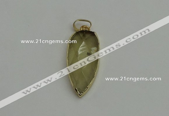 NGP6118 12*35mm - 15*40mm arrowhead lemon quartz pendants