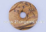 NGP612 5pcs 6*50mm picture jasper gemstone donut pendants wholesale