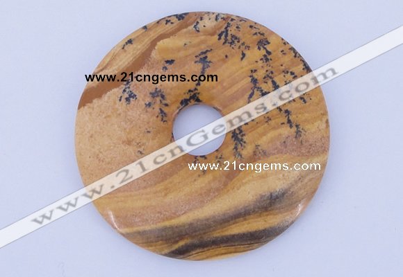 NGP612 5pcs 6*50mm picture jasper gemstone donut pendants wholesale