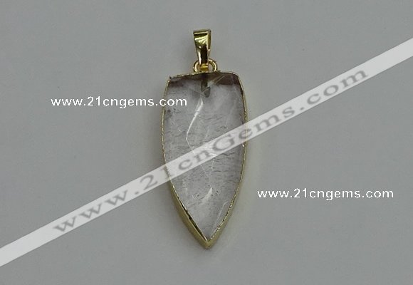 NGP6120 12*35mm - 15*40mm arrowhead white crystal pendants