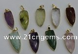 NGP6125 15*40mm arrowhead mixed gemstone pendants wholesale