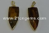 NGP6126 12*35mm - 15*40mm arrowhead yellow tiger eye pendants