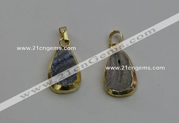 NGP6130 15*20mm freeform druzy agate pendants wholesale