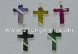 NGP6164 25*40mm - 30*40mm cross agate gemstone pendants