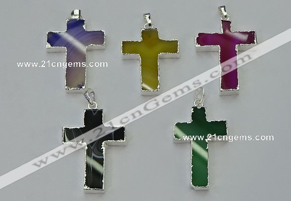 NGP6164 25*40mm - 30*40mm cross agate gemstone pendants