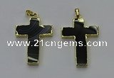 NGP6173 25*40mm - 30*40mm cross agate gemstone pendants