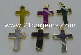 NGP6174 25*40mm - 30*40mm cross agate gemstone pendants