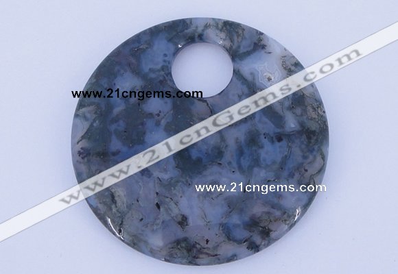 NGP618 5pcs 6*50mm moss agate gemstone donut pendants