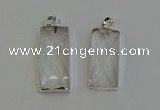 NGP6180 14*30mm - 15*38mm faceted rectangle white crystal pendants