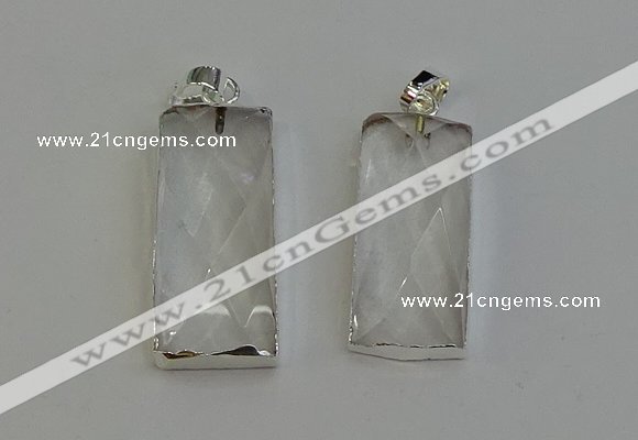 NGP6180 14*30mm - 15*38mm faceted rectangle white crystal pendants