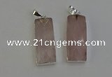 NGP6181 14*30mm - 15*38mm faceted rectangle rose quartz pendants