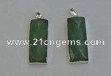 NGP6185 14*30mm - 15*38mm faceted rectangle green aventurine pendants