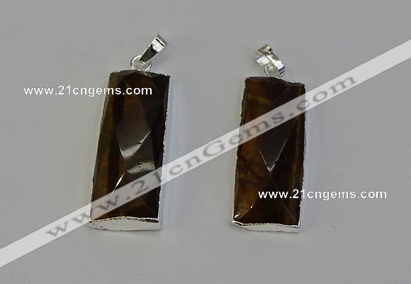 NGP6187 14*30mm - 15*38mm faceted rectangle yellow tiger eye pendants