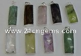 NGP6195 14*30mm - 15*38mm faceted rectangle mixed gemstone pendants