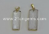 NGP6198 14*30mm - 15*38mm faceted rectangle white crystal pendants