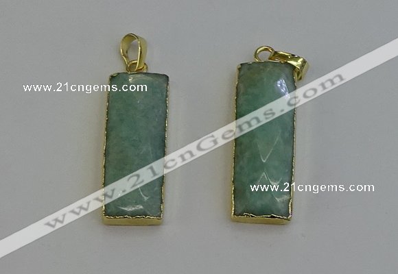 NGP6204 14*30mm - 15*38mm faceted rectangle amazonite pendants