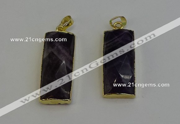 NGP6206 14*30mm - 15*38mm faceted rectangle amethyst pendants