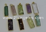 NGP6212 14*30mm - 15*38mm faceted rectangle mixed gemstone pendants