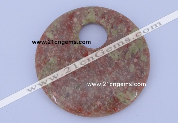 NGP622 5pcs 6*50mm Chinese unakite gemstone donut pendants