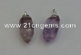 NGP6220 12*28mm - 15*30mm faceted bullet amethyst pendants