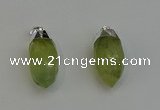 NGP6223 12*28mm - 15*30mm faceted bullet green rutilated quartz pendants