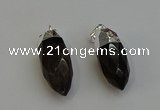 NGP6224 12*28mm - 15*30mm faceted bullet smoky quartz pendants