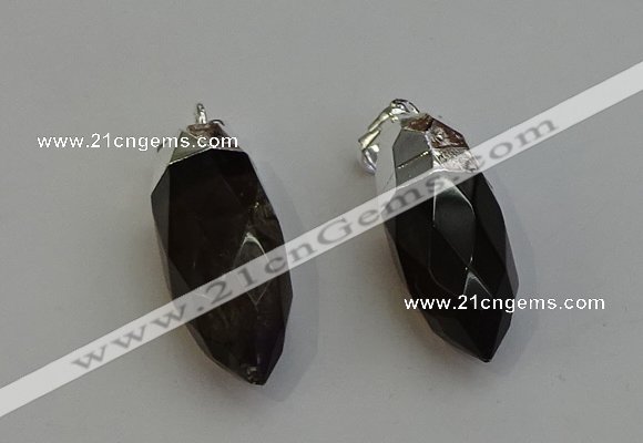 NGP6224 12*28mm - 15*30mm faceted bullet smoky quartz pendants