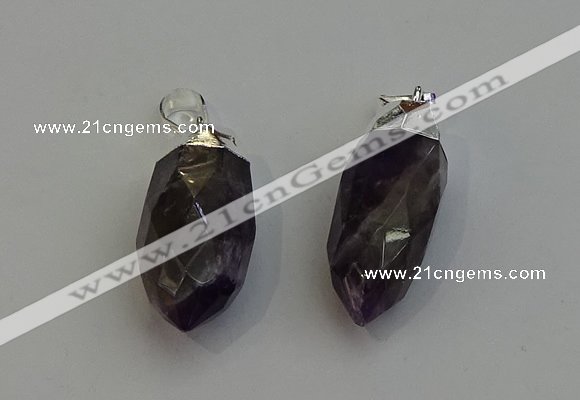 NGP6225 12*28mm - 15*30mm faceted bullet amethyst pendants