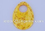 NGP623 5pcs 45*62mm flat teardrop yellow agate gemstone pendants